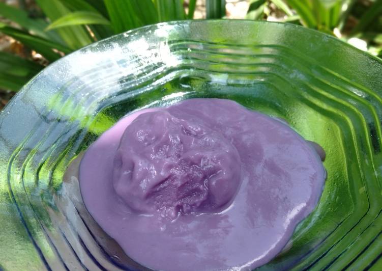 Cara Gampang Menyiapkan Ice cream purple sweet potato milk - MPASI 12m+, Enak