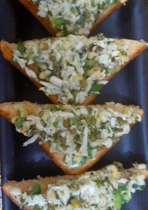 A picture of Sprouted Moong Cabbage Toast.