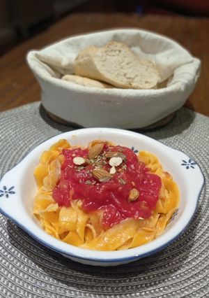 Una foto de Tallarines sin huevo #veganos