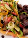 Pan fried beef and steamed vegetables