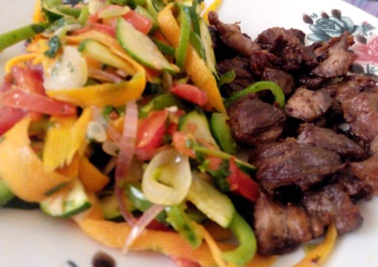 Step-by-Step Guide to Prepare Homemade Pan fried beef and steamed vegetables