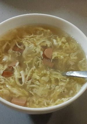 Foto resep Egg Drop Soup with sausage