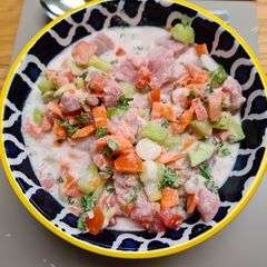A picture of Fresh Tahitian Tuna Salad ☀️ 🥥🌴 'Poisson Cru'.