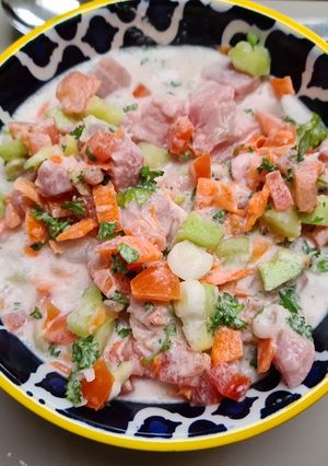 A picture of Fresh Tahitian Tuna Salad ☀️ 🥥🌴 'Poisson Cru'.