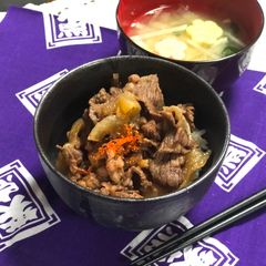 A picture of Japanese Beef with Rice.