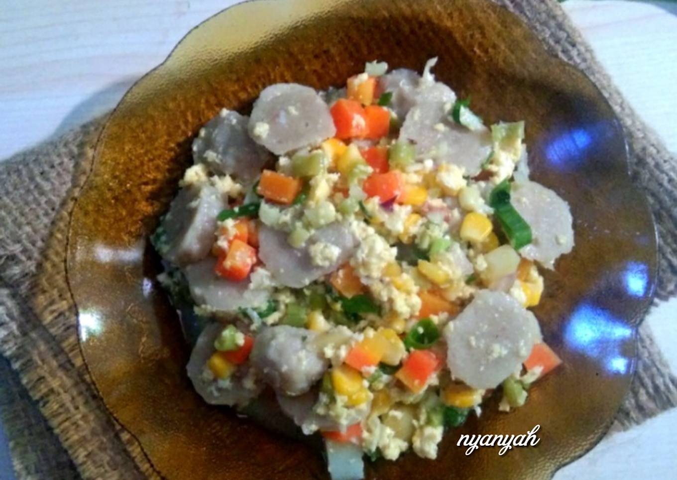 Orak-arik bakso + sayuran