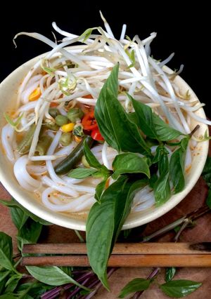 Hình của món Bún bò huế chay.