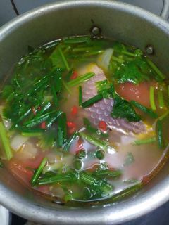 Hình của món Cá điêu hồng nấu ngót.