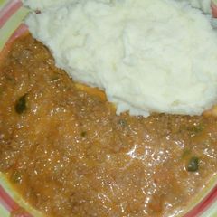 Mash potatoes &mince meat curry A picture of Mash potatoes &mince meat curry.