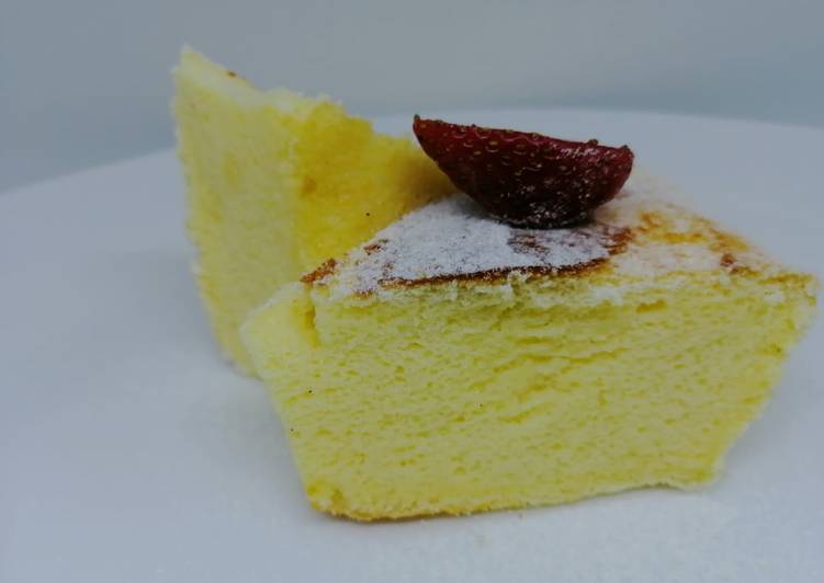 Cara Gampang Membuat Japanese cheese cake no cream cheese, Enak Banget