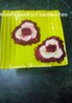A picture of Beetroot cucumber sandwich.