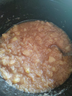 A picture of No sugar homemade applesauce in crockpot.