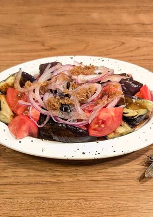 A picture of ★Tomato and Aubergine with ginger and soy sauce★.