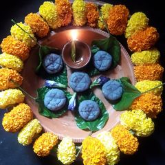 Blue pea flower sandesh A picture of Blue pea flower sandesh.