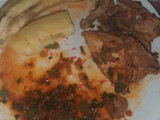 Chicken stew and banana