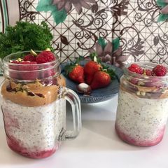 Peanut butter and jelly Overnight oats A picture of Peanut butter and jelly Overnight oats.