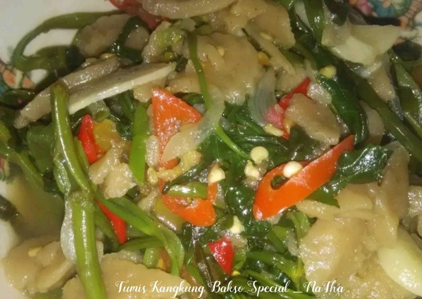 Tumis kangkung bakso special