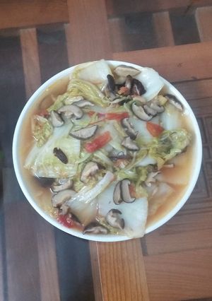 Hình của món Cải thảo xào nấm, cà chua.