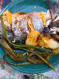 Dorada al horno con verduras