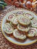 Zucchini Roll with Cream Cheese and Ham
