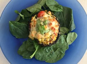 Una foto de Portobello relleno