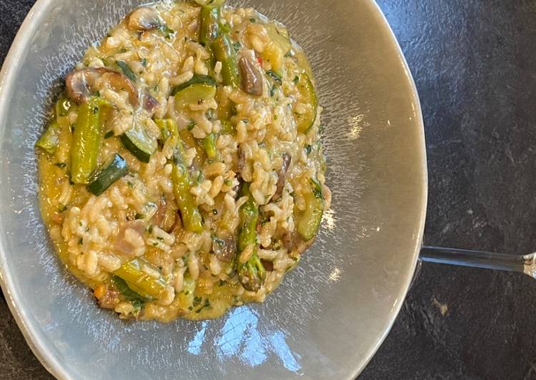 Recipe of Super Quick Homemade Asparagus and Mushroom Risotto