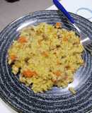 Arroz caldoso con zanahoria, champiñones y pollo sin histamina