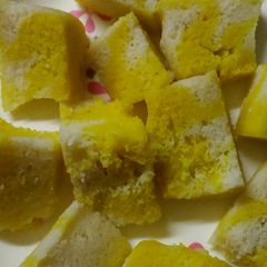 A picture of Two colour idli.
