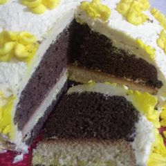 A picture of Chocolate and vanilla cake.