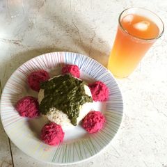 A picture of Yam, Sweet Potato and Beet Mash.