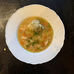 A picture of Chicken Noodle Soup with Dill Dumplings.