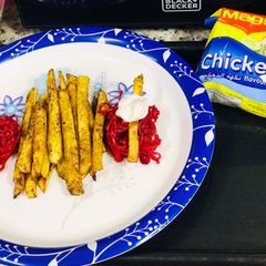 A magical treat with Maggi and peri peri potato fries A picture of A magical treat with Maggi and peri peri potato fries.
