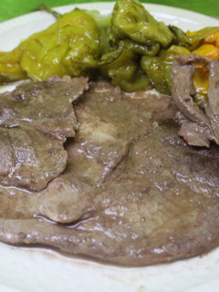 Una foto de Filete de ternera con pimientos fritos
