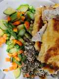 Verduras al vapor y pescado al horno