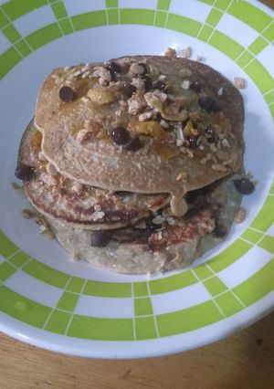 Una foto de Panqueques de banana y avena