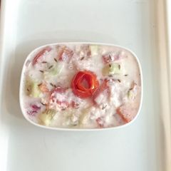 Vegetables raita🥒🍅🥒🧅 A picture of Vegetables raita🥒🍅🥒🧅.
