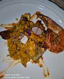 Arroz con camagroc, secreto, alcachofas..