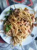 Spaghetti al tonno, limone,menta e bottarga