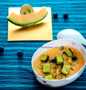 Easy Way Prepare Recipe Muskmelon soup topped with green tea cake croutons that is So Delicious, Really Delicious}