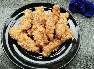 Hình của món Khoai lang chiên yến mạch.