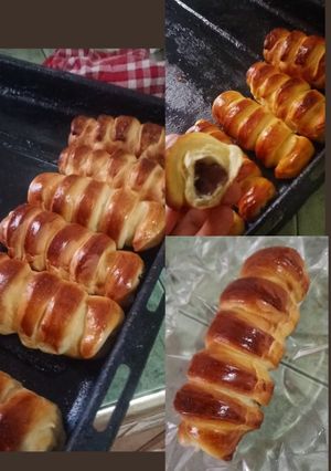صورة لوصفة بريوش قطني محشي شوكولا😋🥐🍫