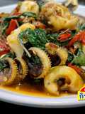 Stir-Fried Squid Tentacles with Holy Basil (Tender and Juicy)
