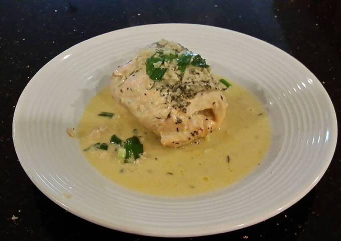 Salmon Fillets Cordon Bleu In a Lemon/ Lime Butter Sauce