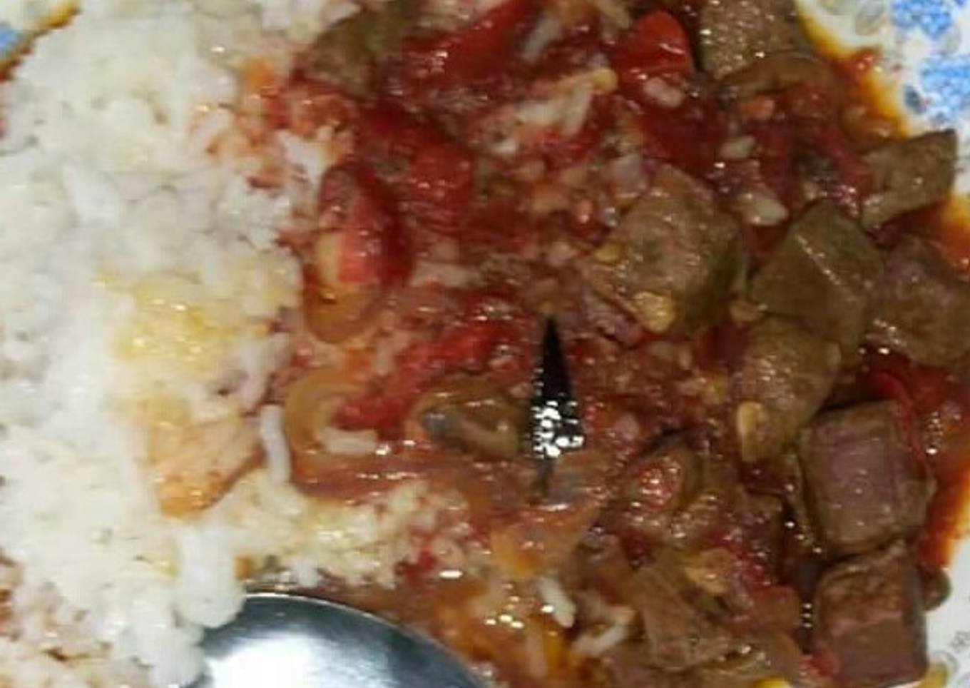 Liver stew and rice