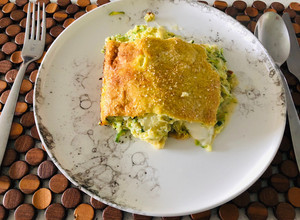 Una foto de Budín de zapallitos italianos, pan y puerros de Patricia