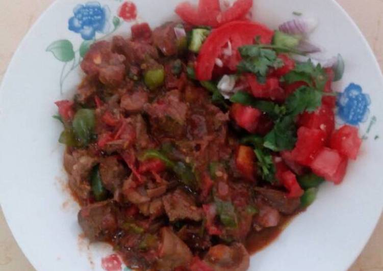 Easiest Way to Prepare Any-night-of-the-week Stewed liver and kachumbari