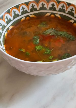 A picture of Vegan Chorba with Orzo and Vegetables.