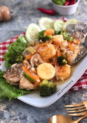 Foto resep Ikan gurame goreng tepung siram tofu