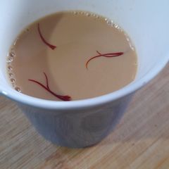 A picture of Saffron cardamom tea.