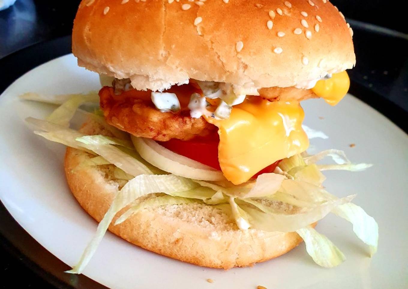 My garlic /chilli chicken fillet burger